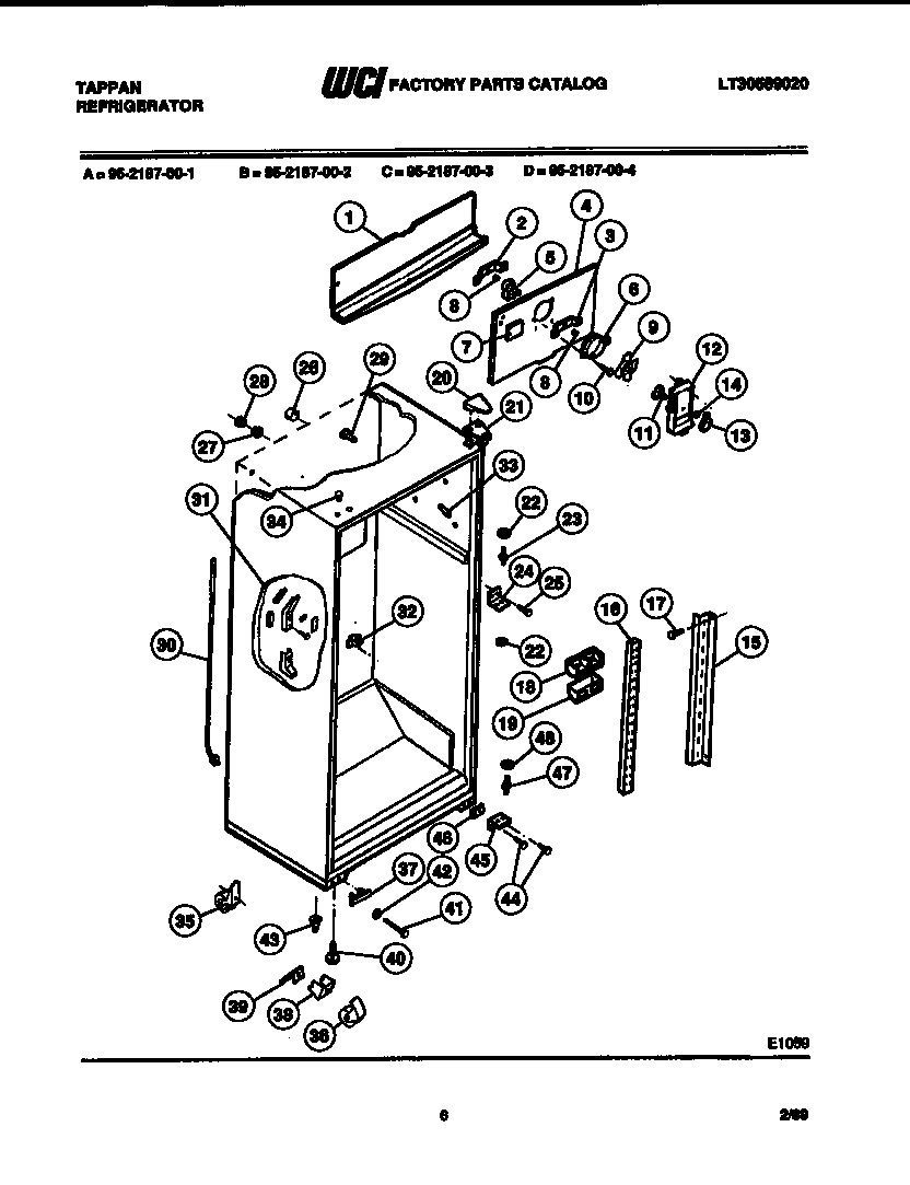 Tappan 95-2187-66-04 cabinet parts diagram