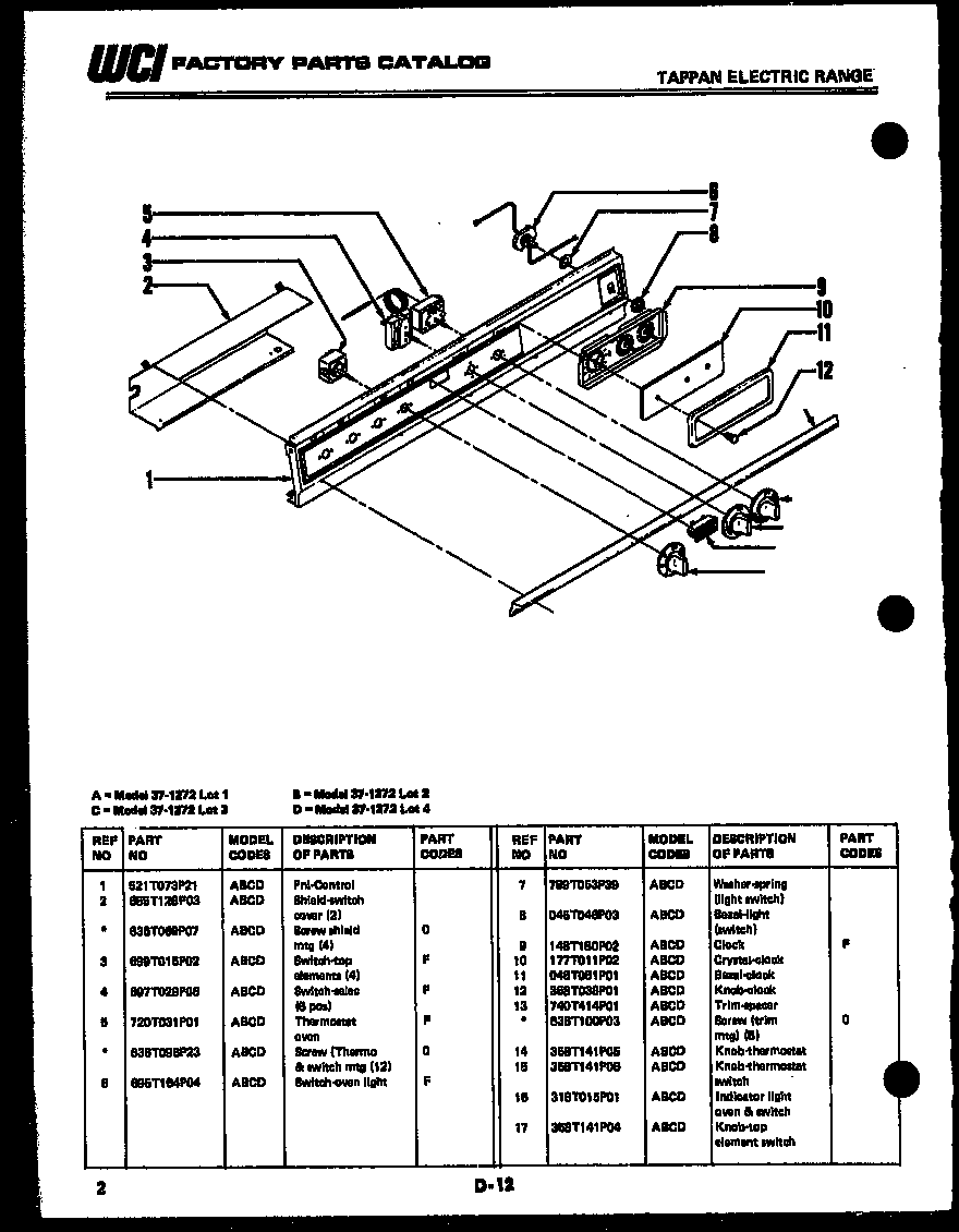 Tappan 49-2707-23-01 cabinet and component parts diagram