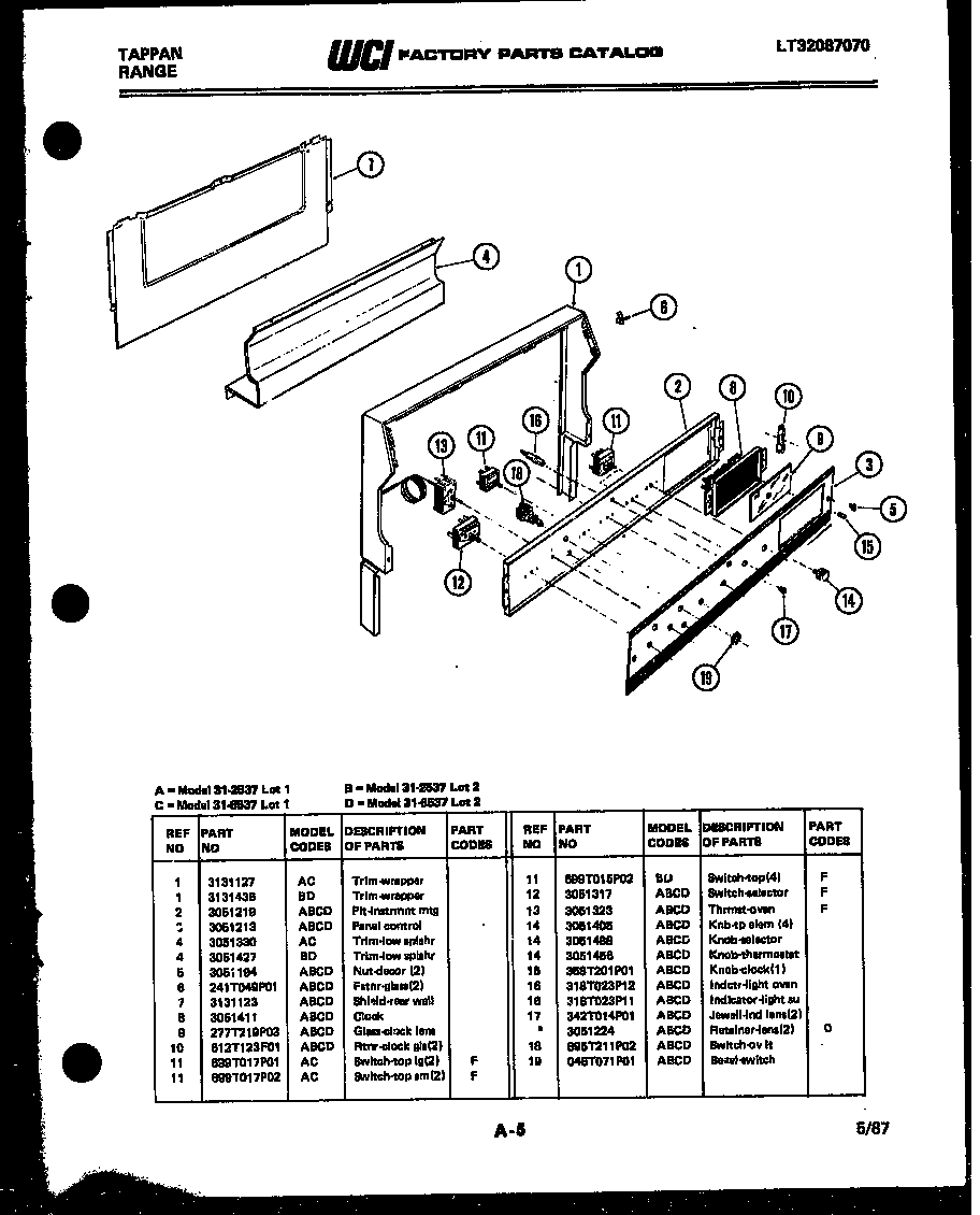 Tappan 31-2537-00-02 backguard diagram