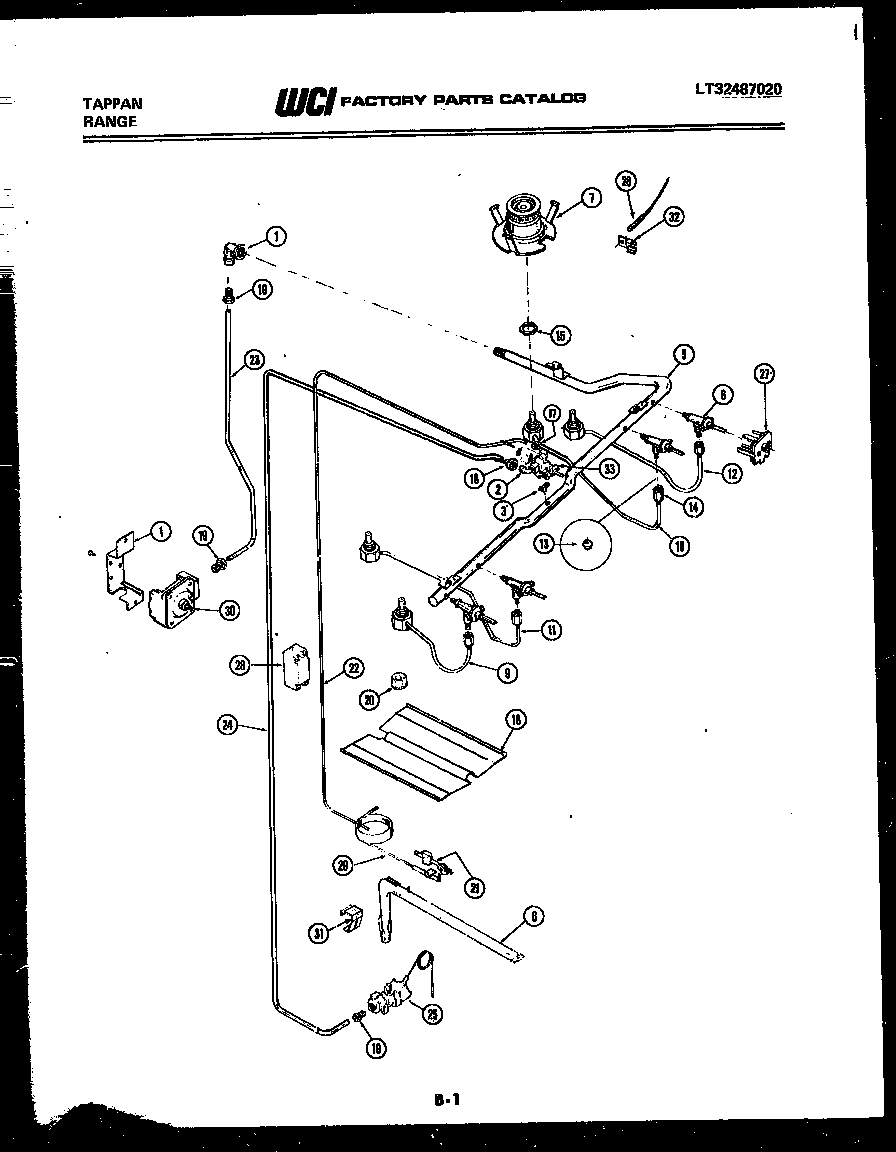 Tappan 30-6237-23-02 burner, manifold and gas control diagram