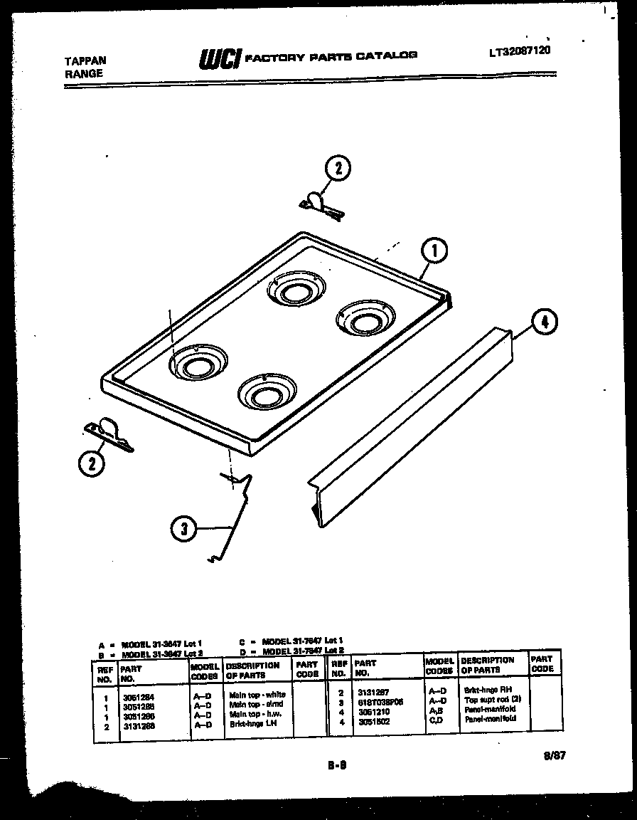 Tappan 31-3647-23-02 cooktop parts diagram