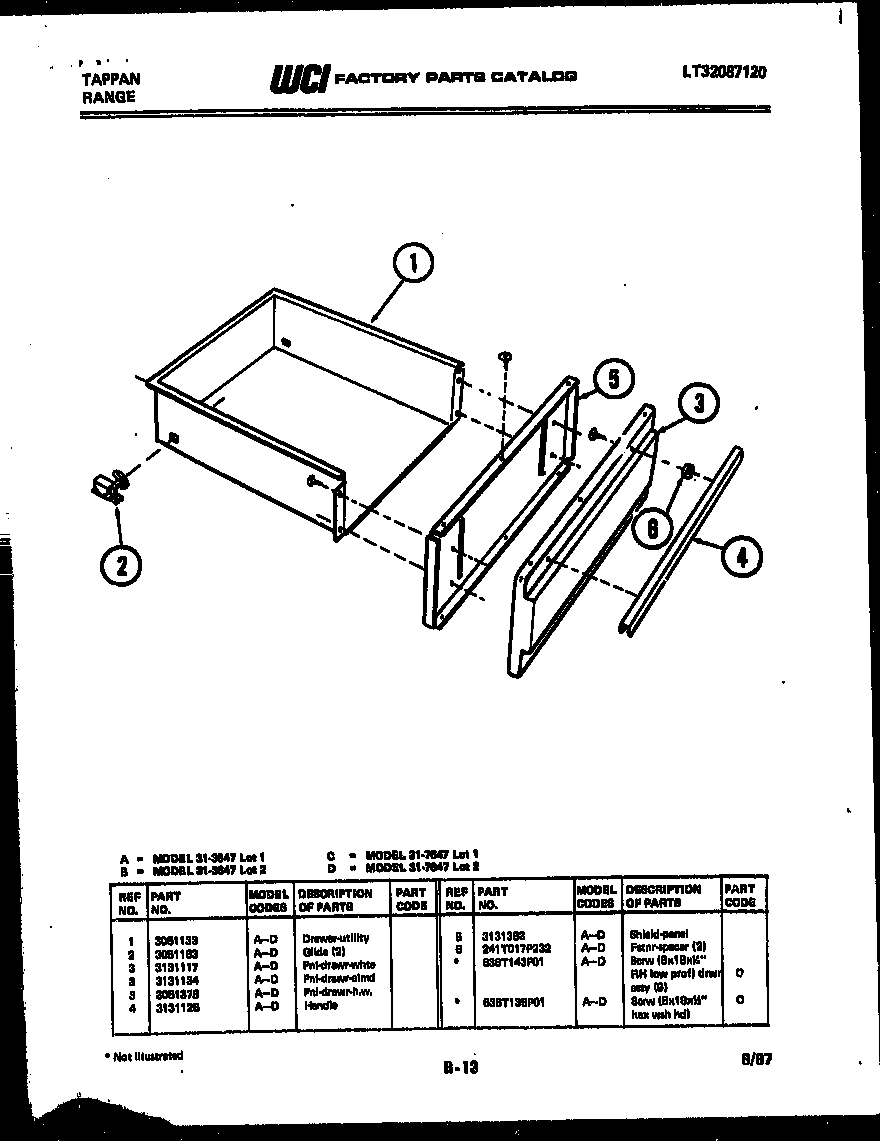 Tappan 31-3647-23-02 drawer parts diagram