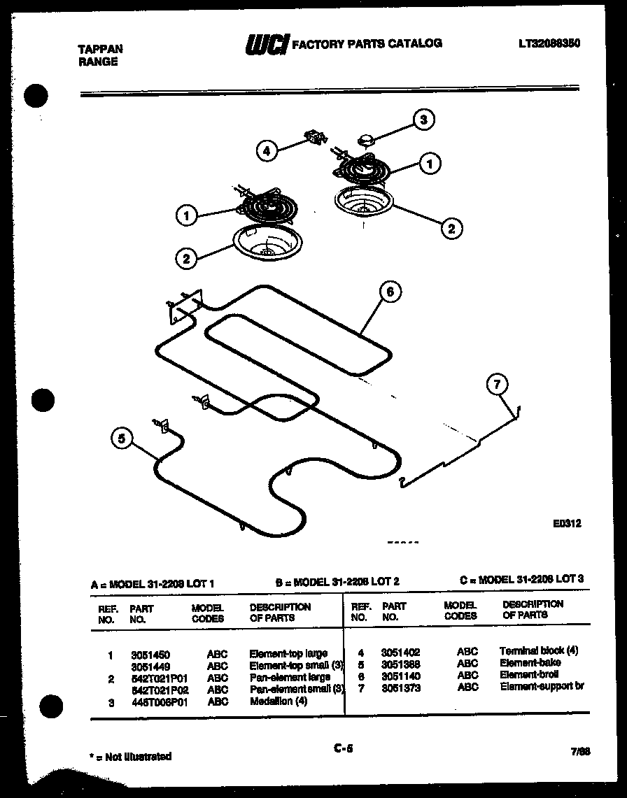 Tappan 31-2208-00-03 broiler parts diagram