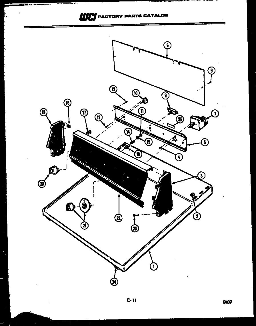 Tappan 49-2827-23-01 console and control parts diagram