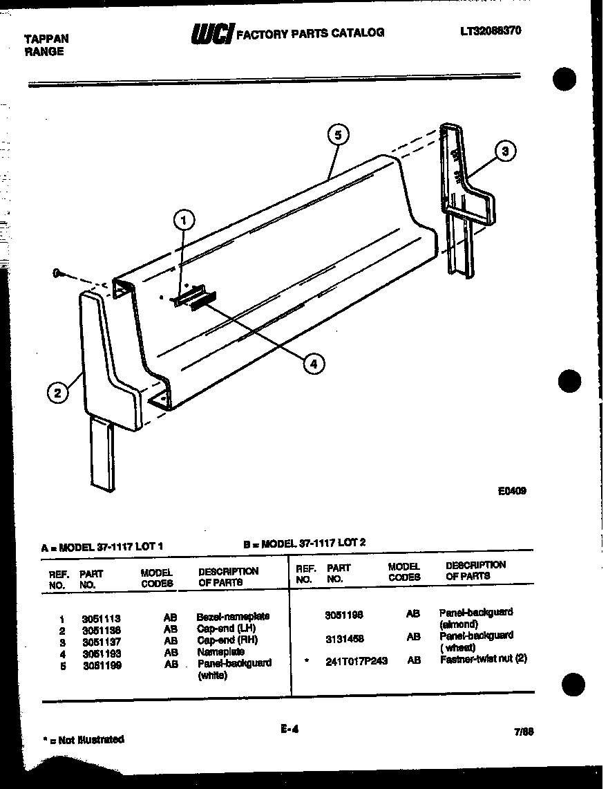 Tappan 37-1117-66-02 backguard diagram