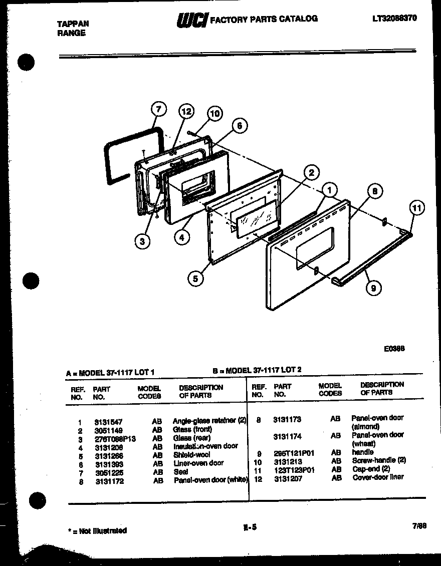 Tappan 37-1117-66-02 door parts diagram