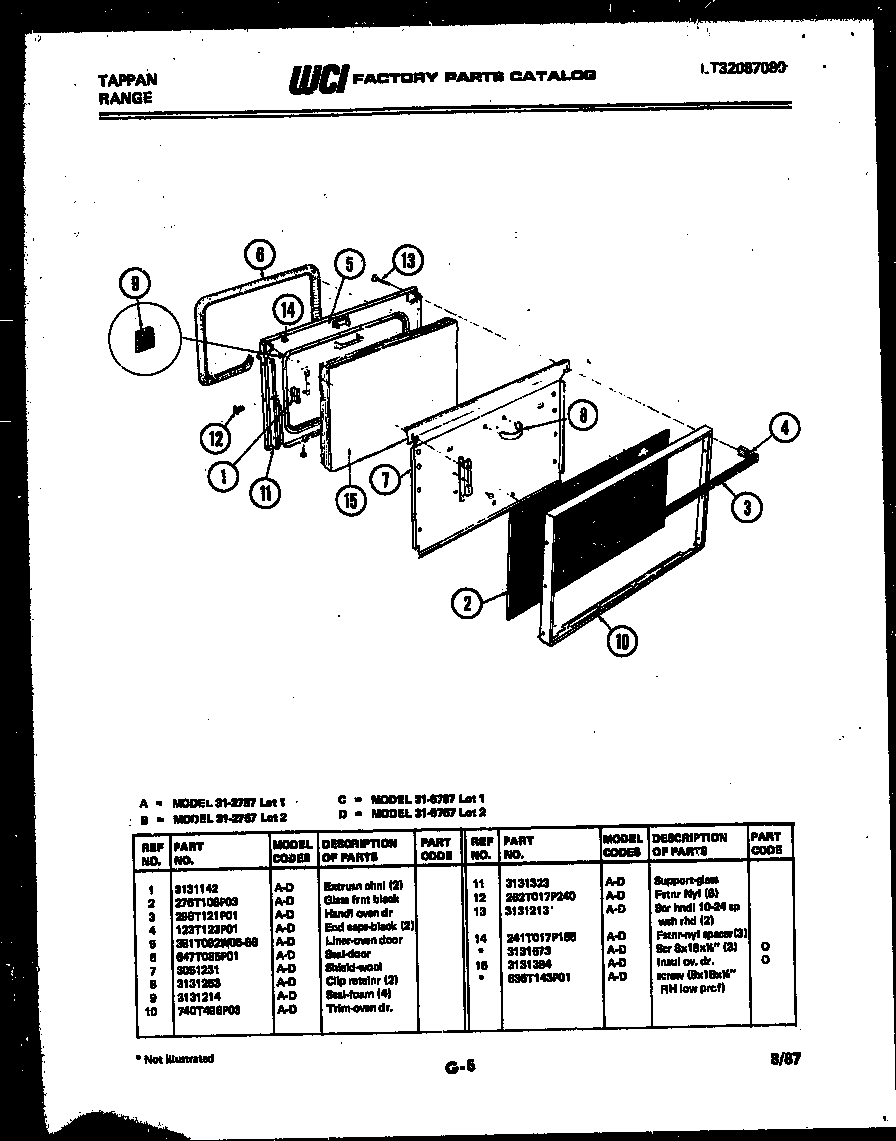 Tappan 31-2757-23-02 door parts diagram