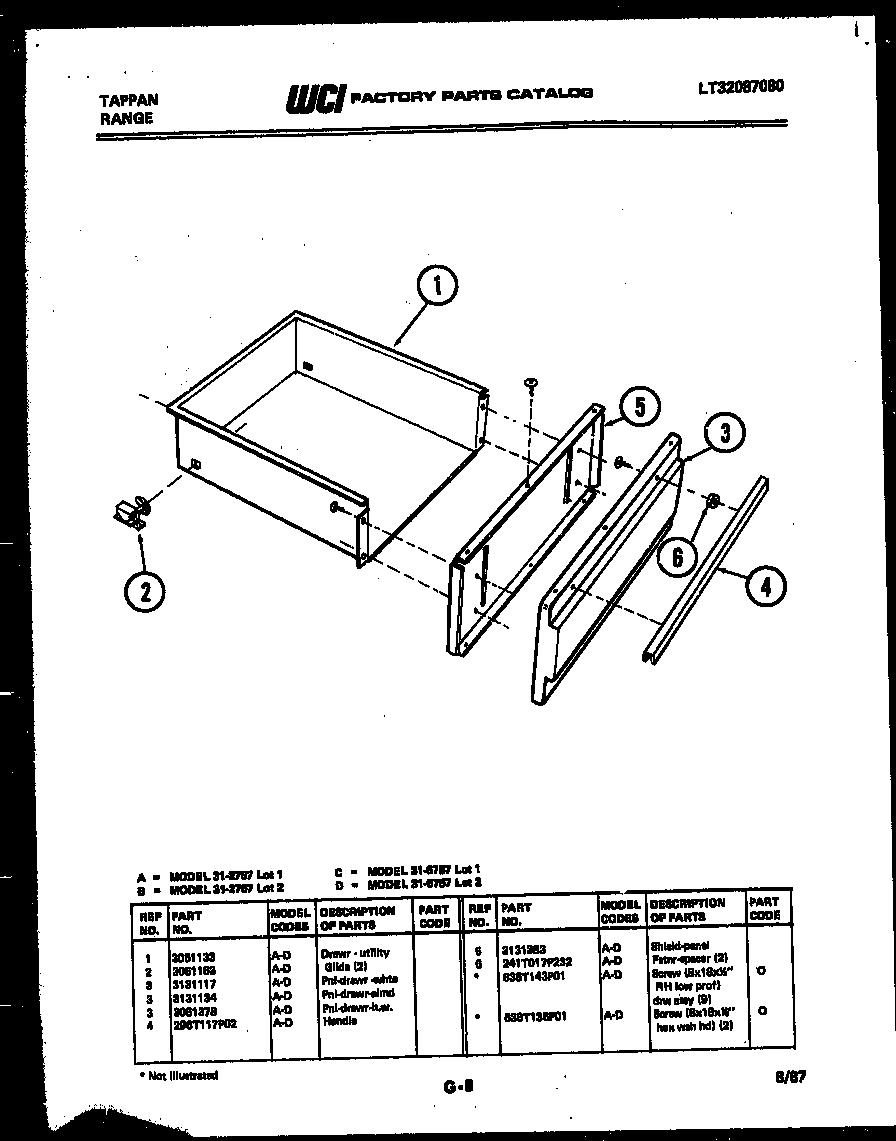 Tappan 31-2757-23-02 drawer parts diagram