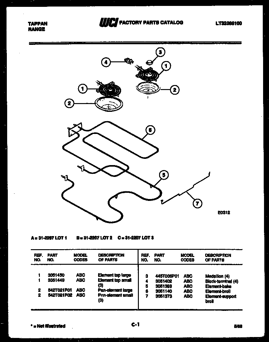Tappan 31-2207-00-01 broiler parts diagram