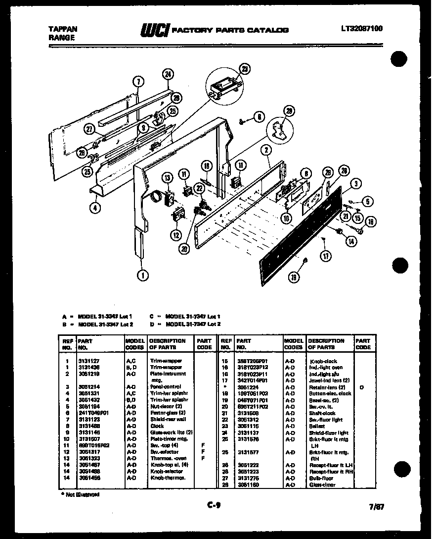 Tappan 31-7347-23-02 backguard diagram