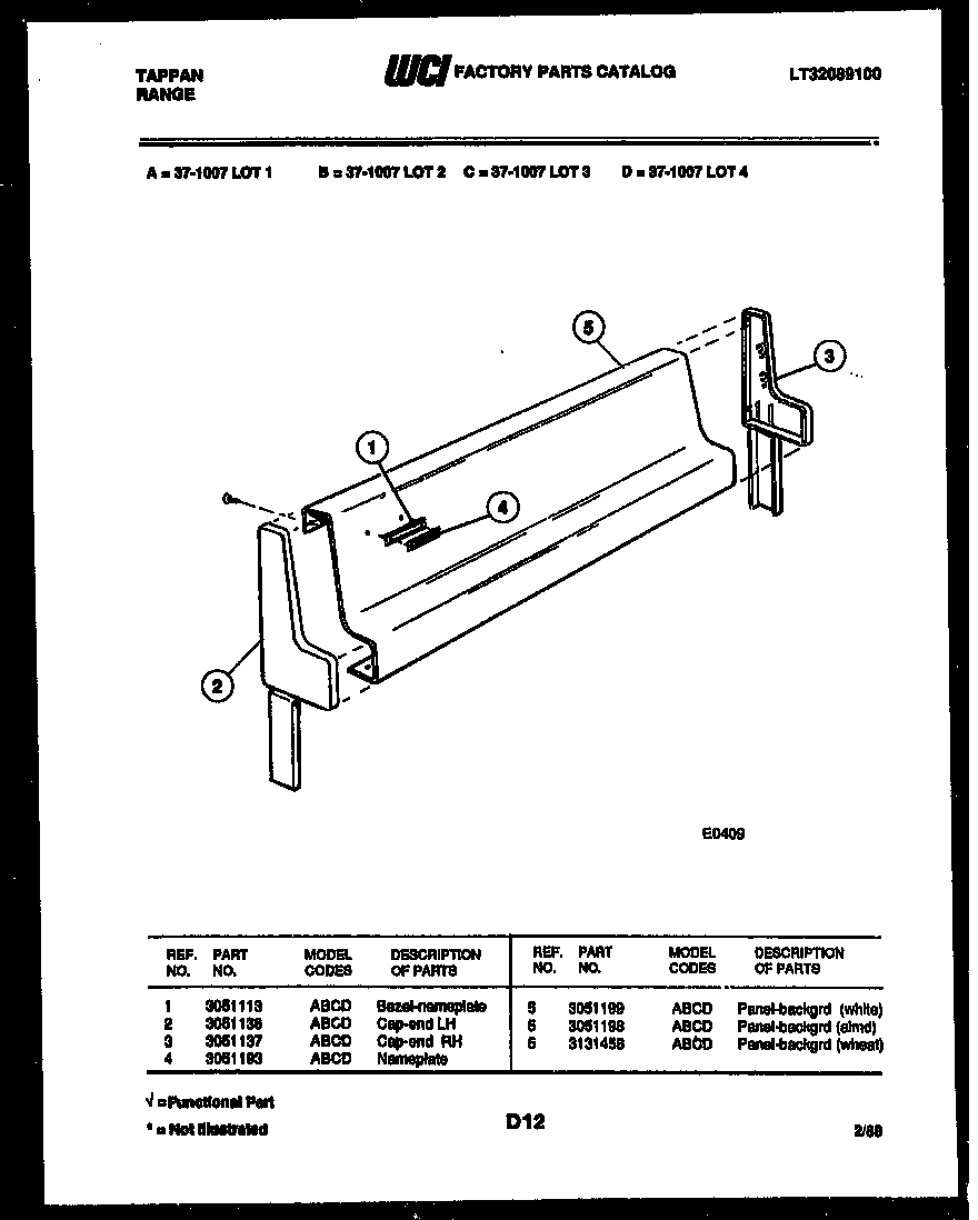 Tappan 37-1007-66-02 backguard diagram