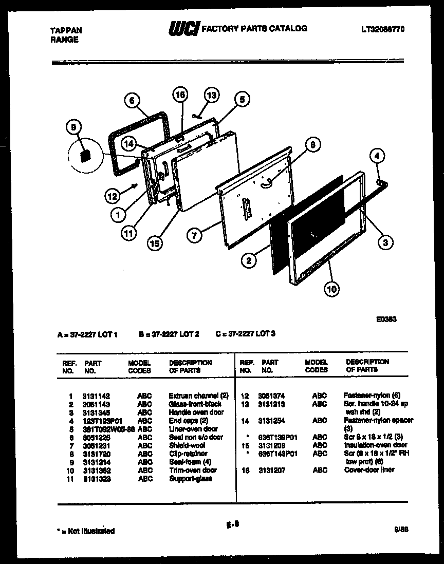Tappan 37-2227-66-03 door parts diagram