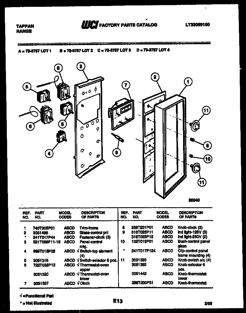 Tappan 73-3757-23-01 control panel diagram