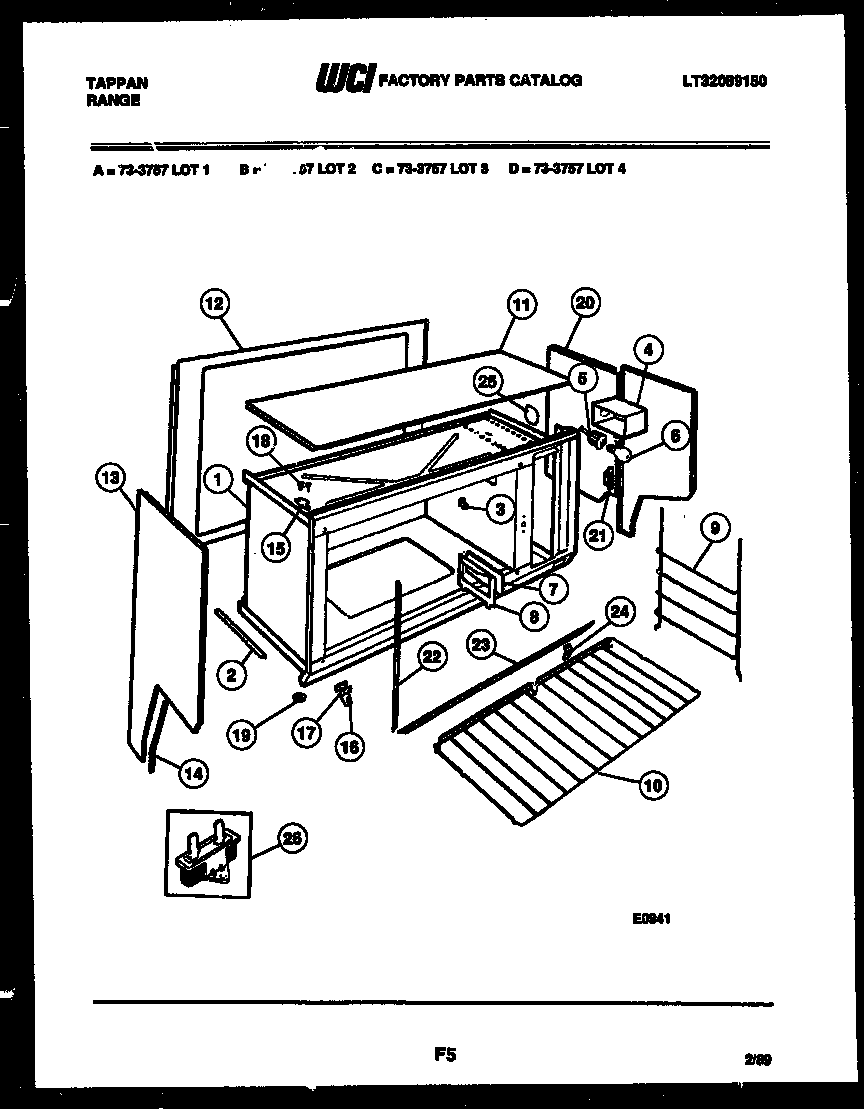 Tappan 73-3757-23-01 upper body parts diagram