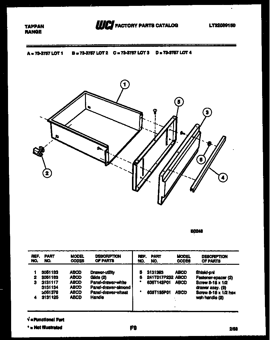 Tappan 73-3757-23-01 drawer parts diagram