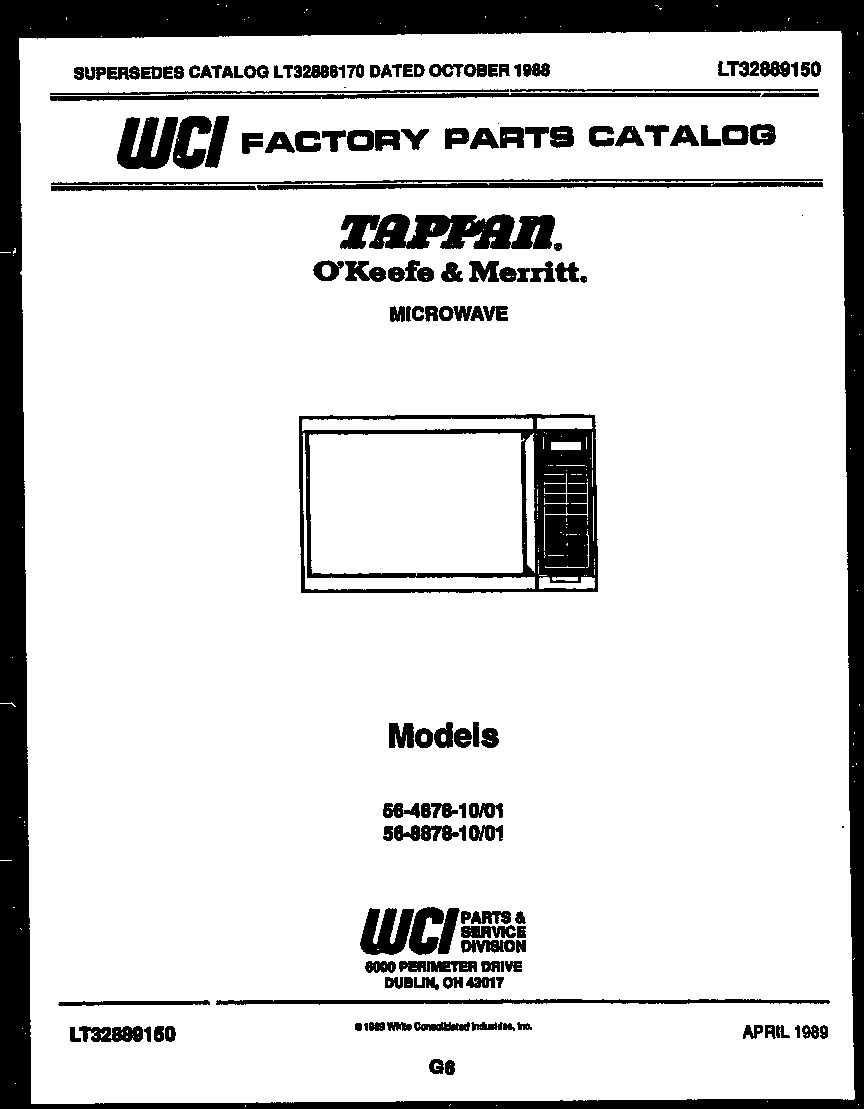 Tappan 56-8878-10-01 front cover diagram