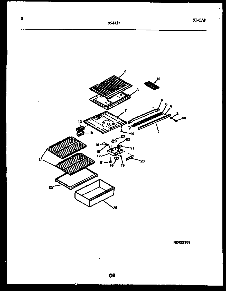 Tappan 95-1437-23-05 shelves and supports diagram