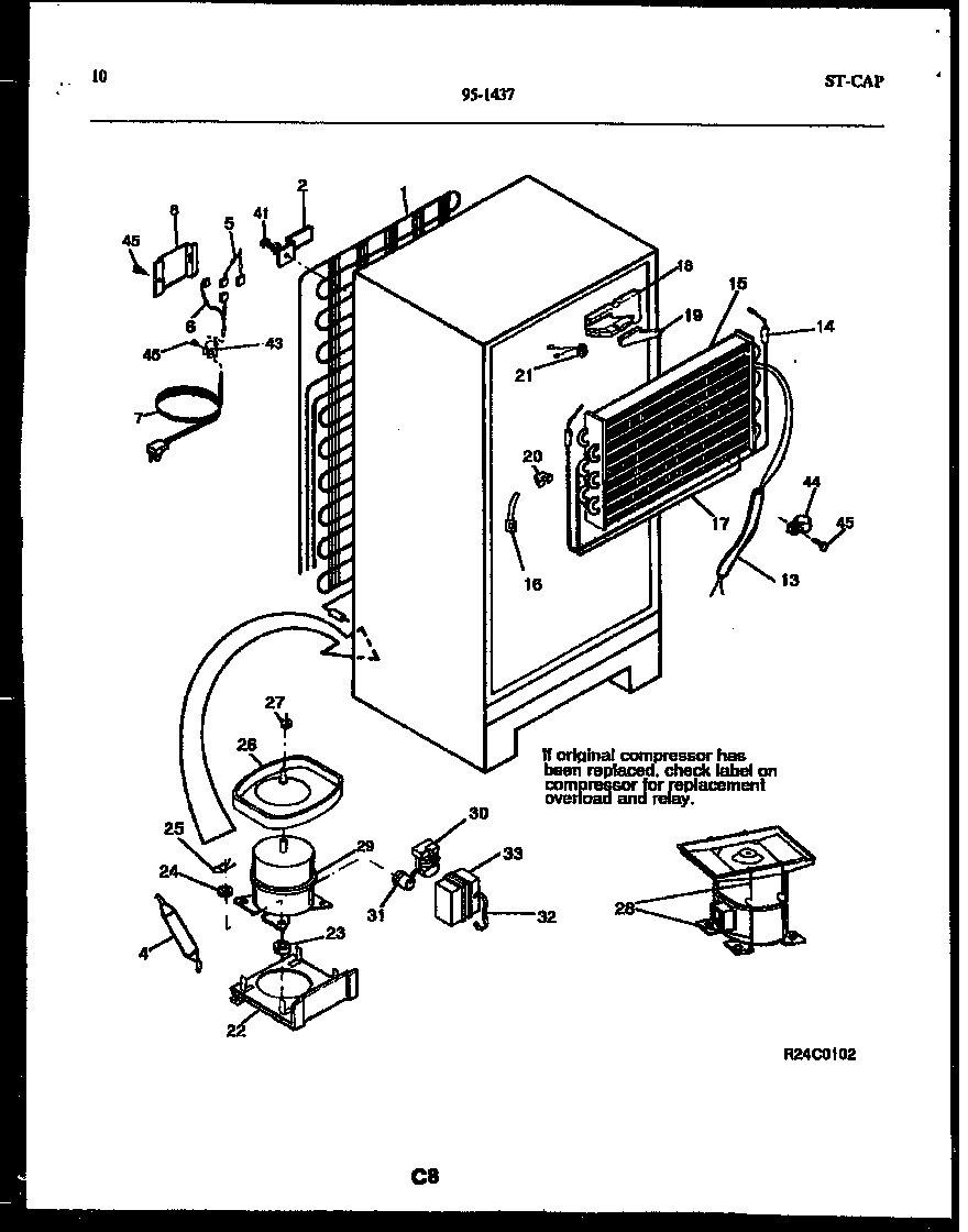Tappan 95-1437-23-05 system and automatic defrost parts diagram