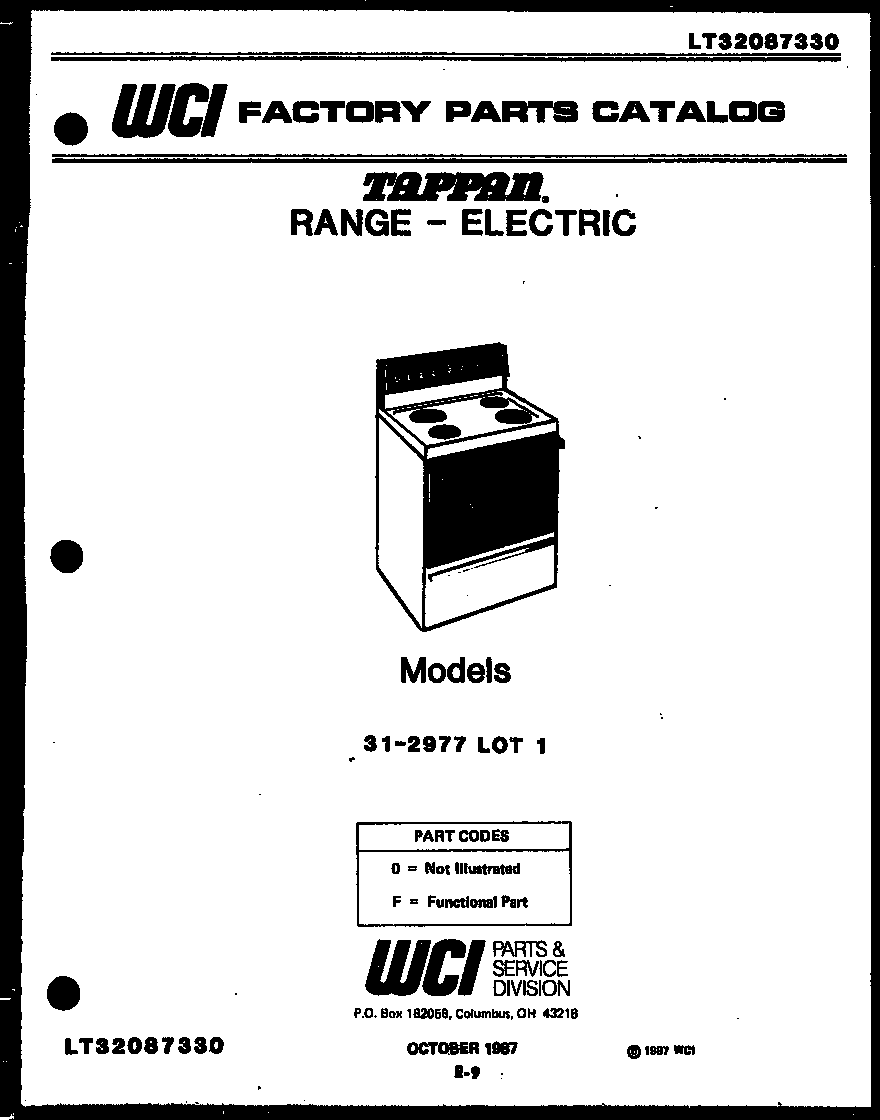 Tappan 31-2977-00-01 cover diagram