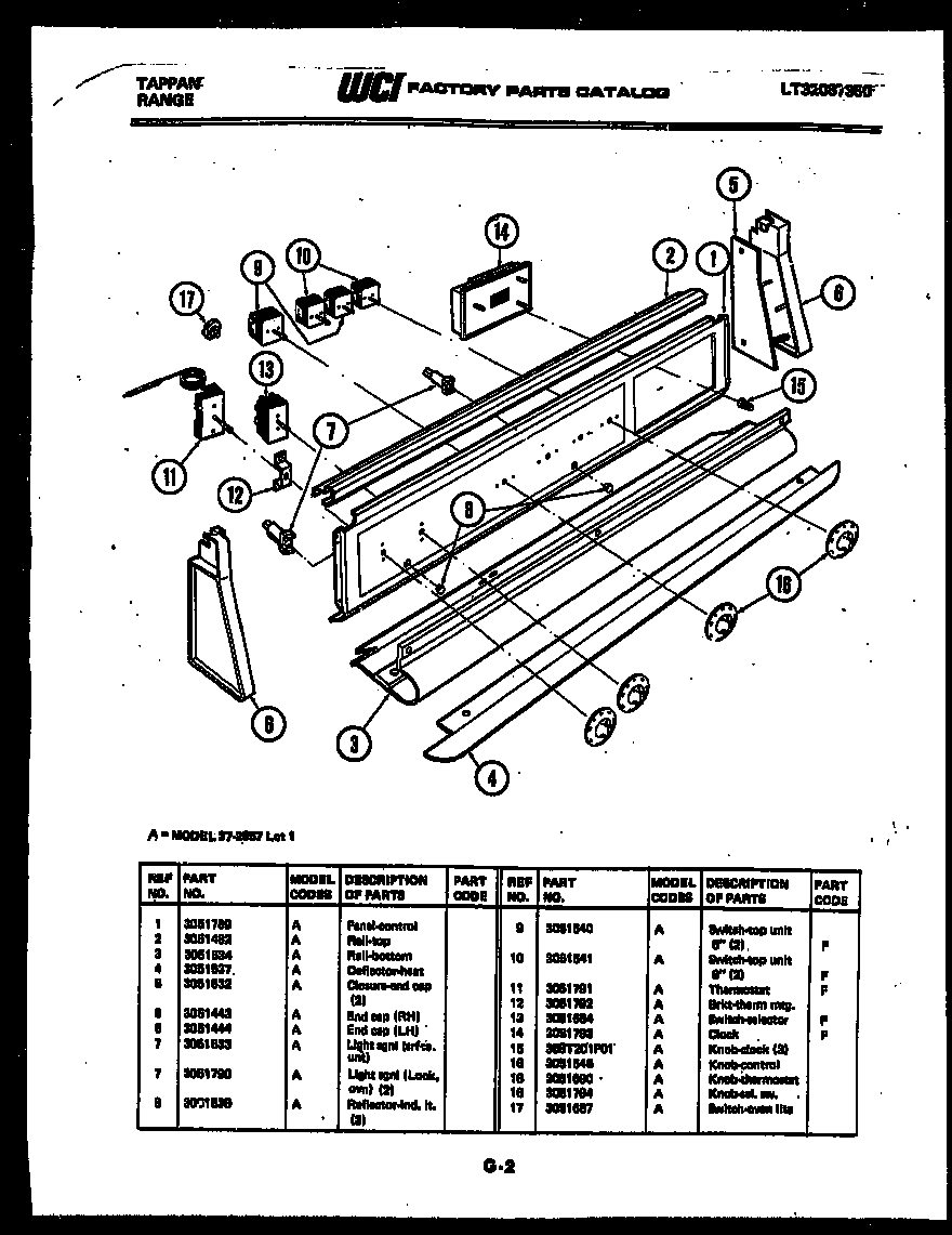 Tappan 37-2957-00-01 backguard diagram