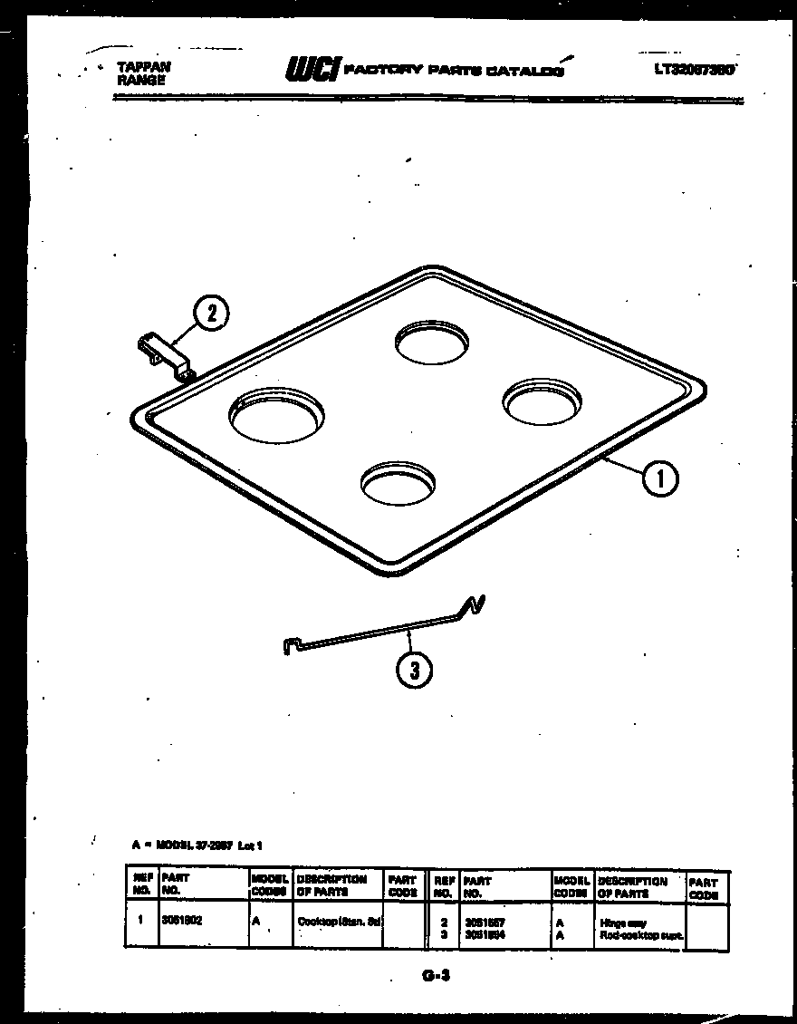 Tappan 37-2957-00-01 cooktop parts diagram