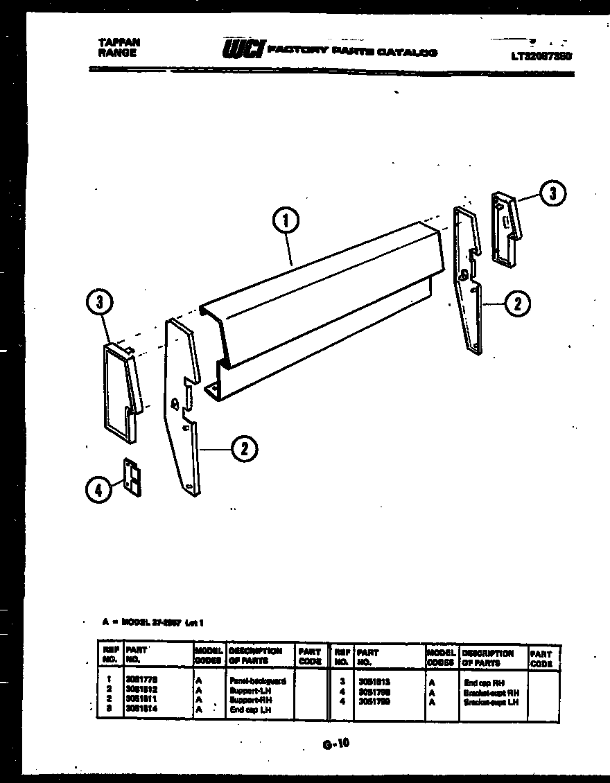 Tappan 37-2957-00-01 backguard diagram