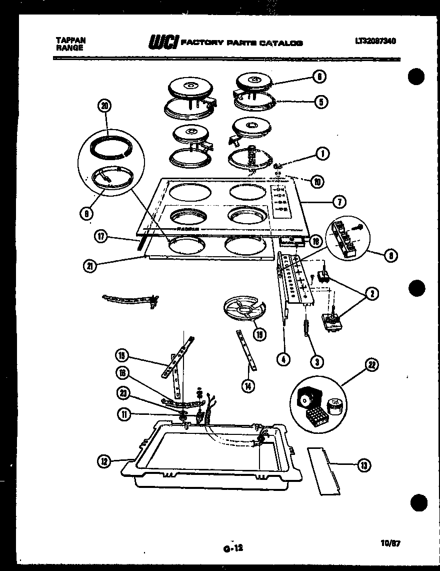 Tappan 13-3087-00-01 cooktop parts diagram