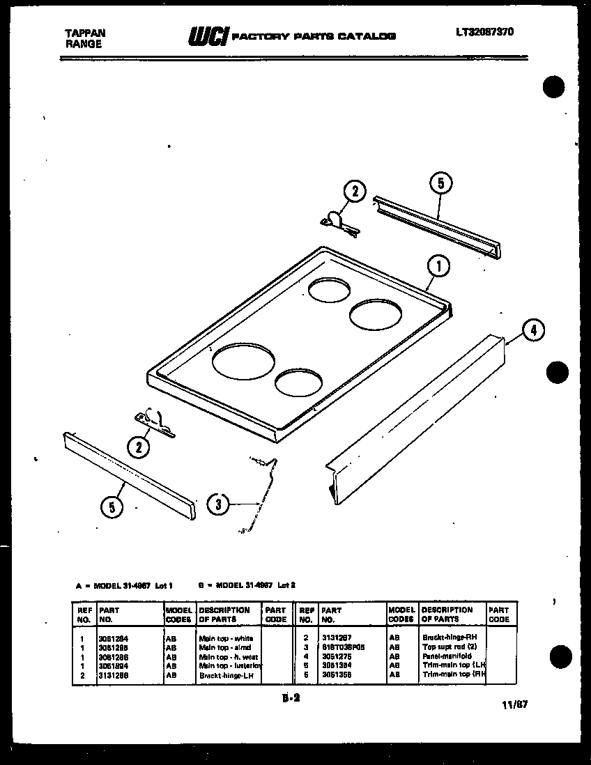 Tappan 31-4967-66-02 cooktop parts diagram