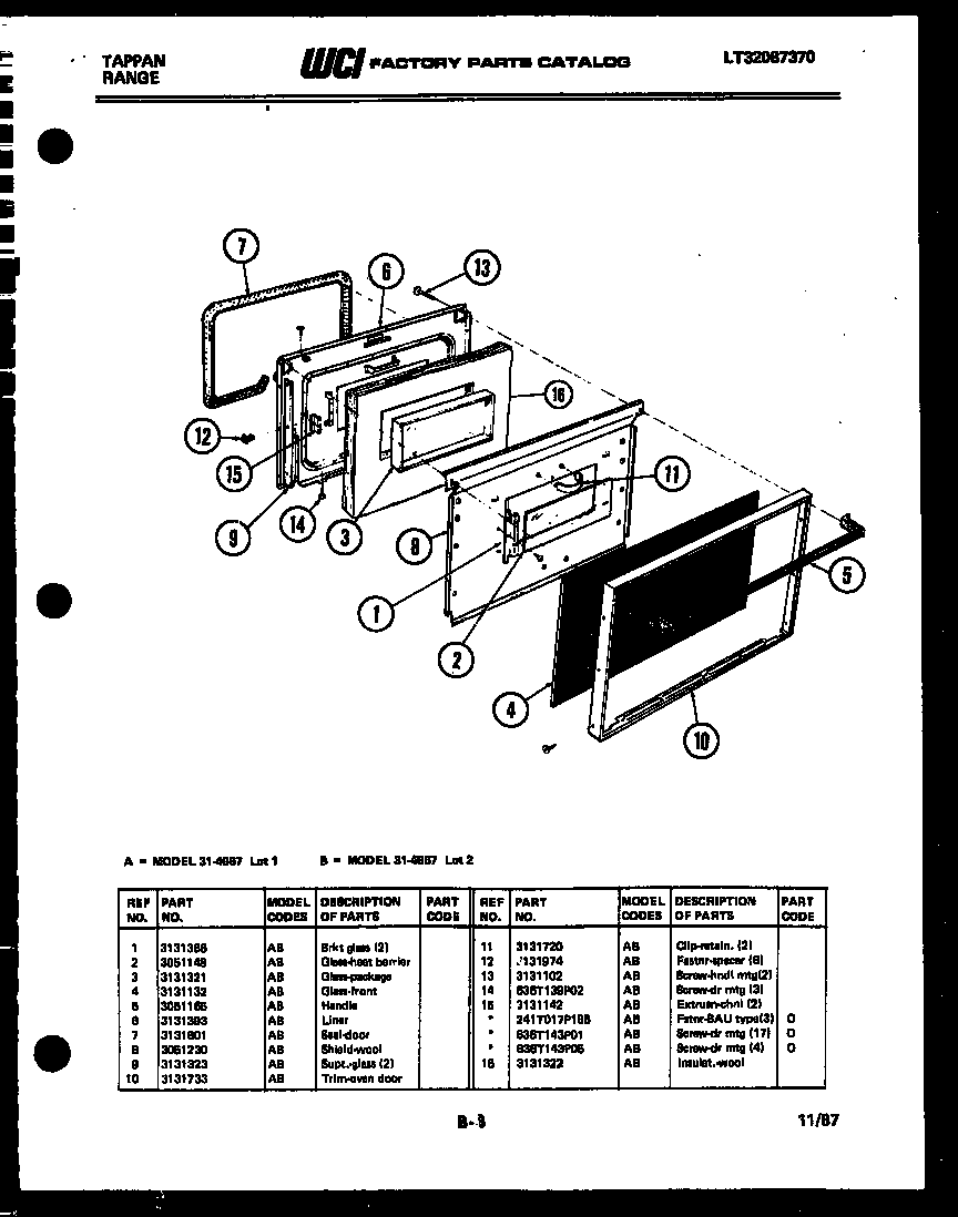 Tappan 31-4967-66-02 door parts diagram