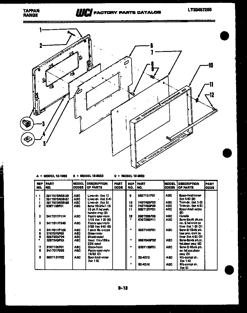 Tappan 12-5063-66-05 door parts diagram