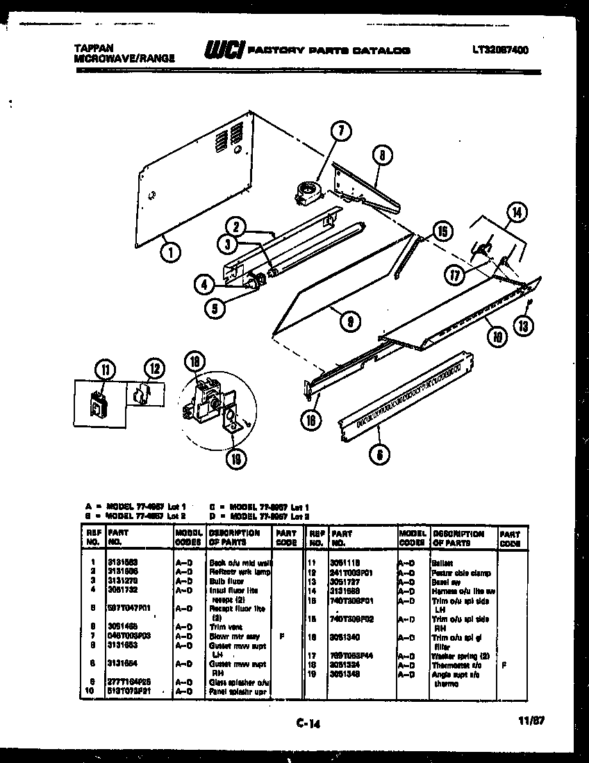 Tappan 77-4957-00-01 splasher control diagram