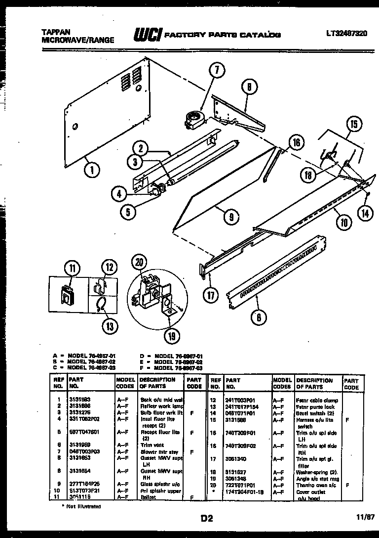 Tappan 76-4967-23-03 splasher control diagram