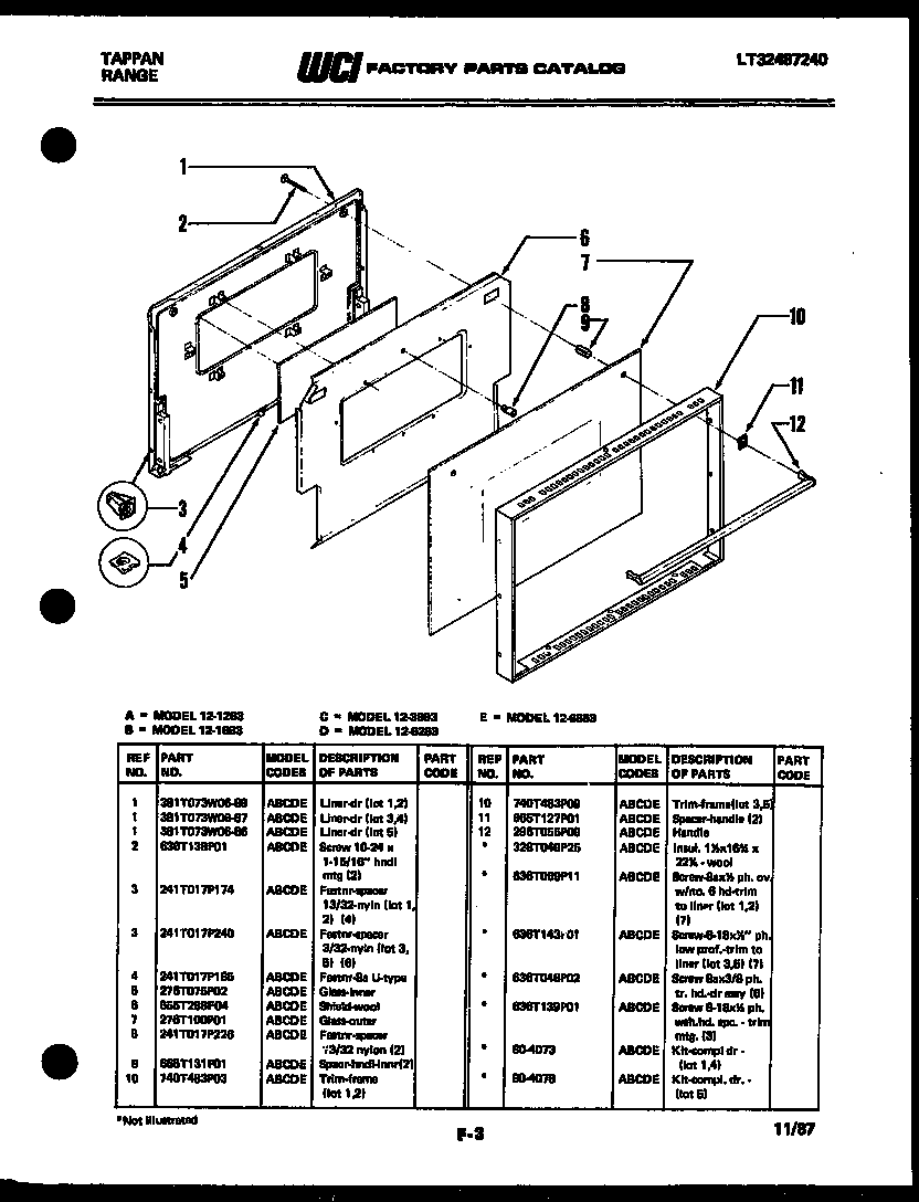 Tappan 12-6263-66-01 door parts diagram