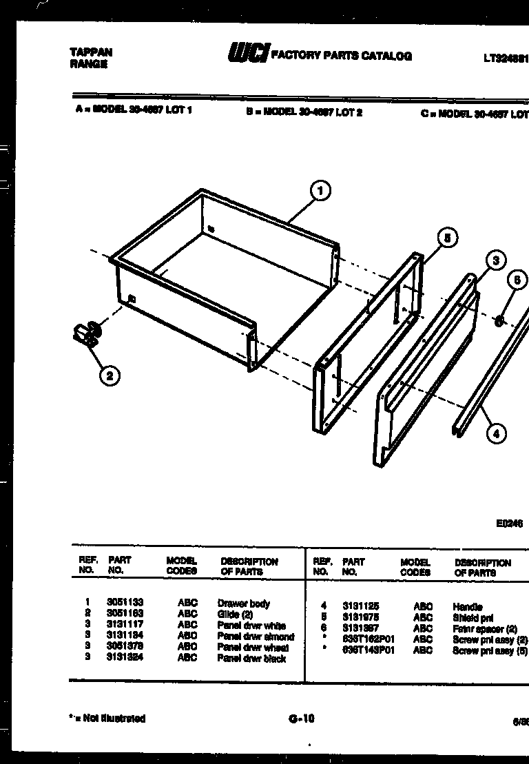 Tappan 30-4687-08-02 drawer parts diagram