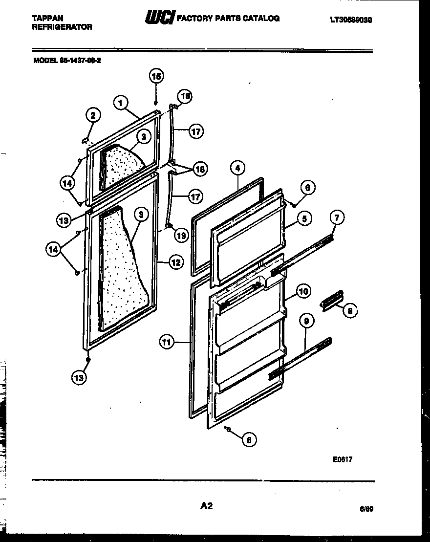 Tappan 95-1437-00-02 door parts diagram