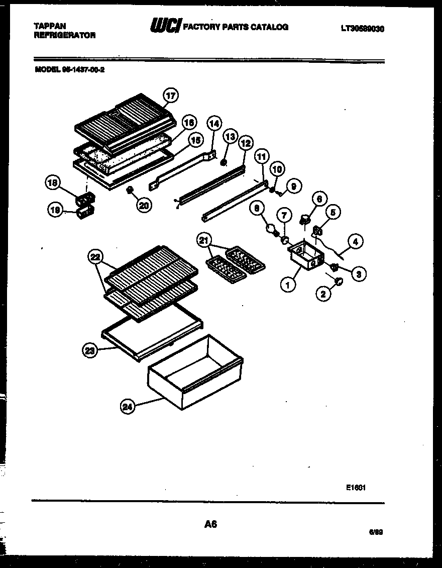 Tappan 95-1437-00-02 shelves and supports diagram