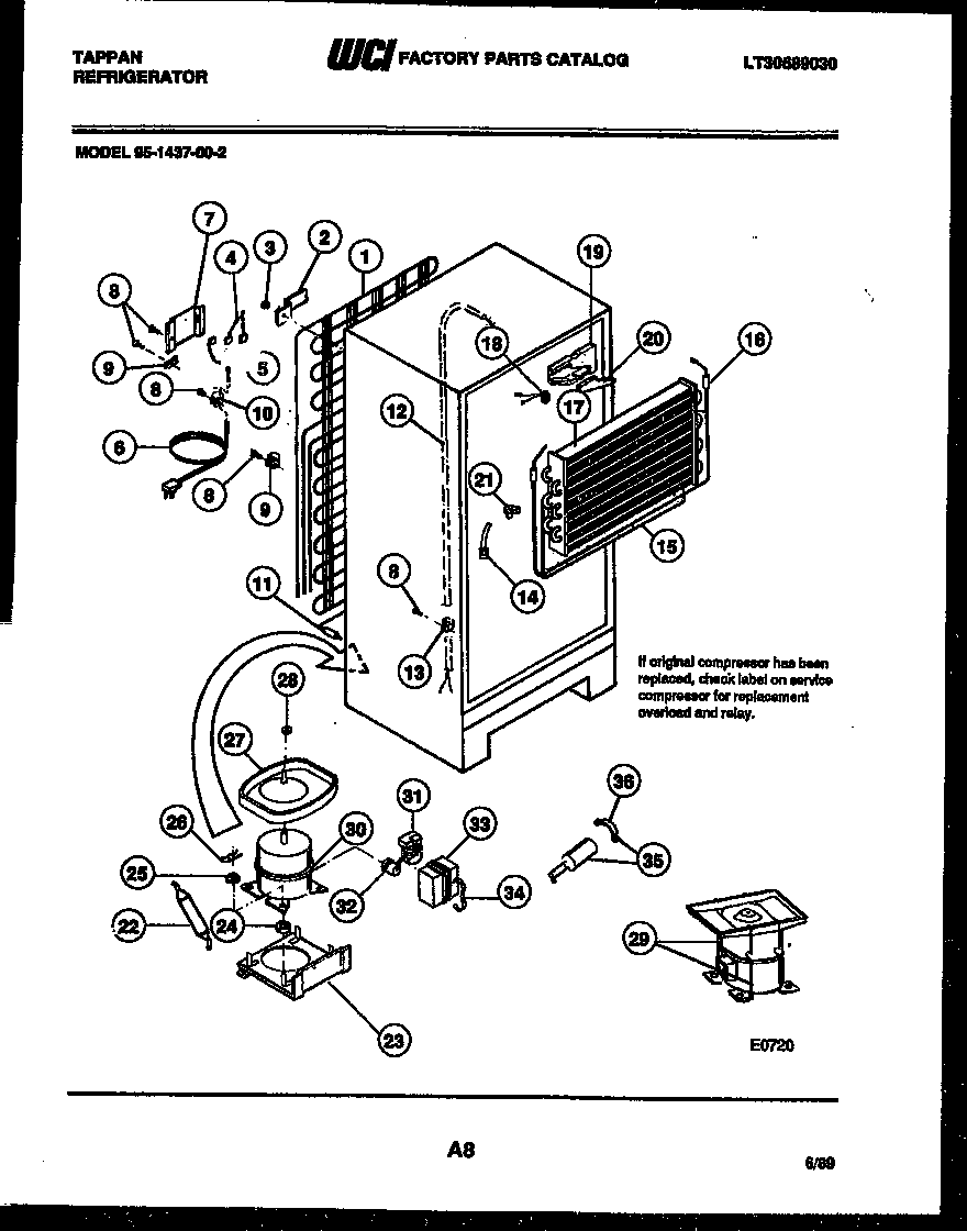 Tappan 95-1437-00-02 system and automatic defrost parts diagram