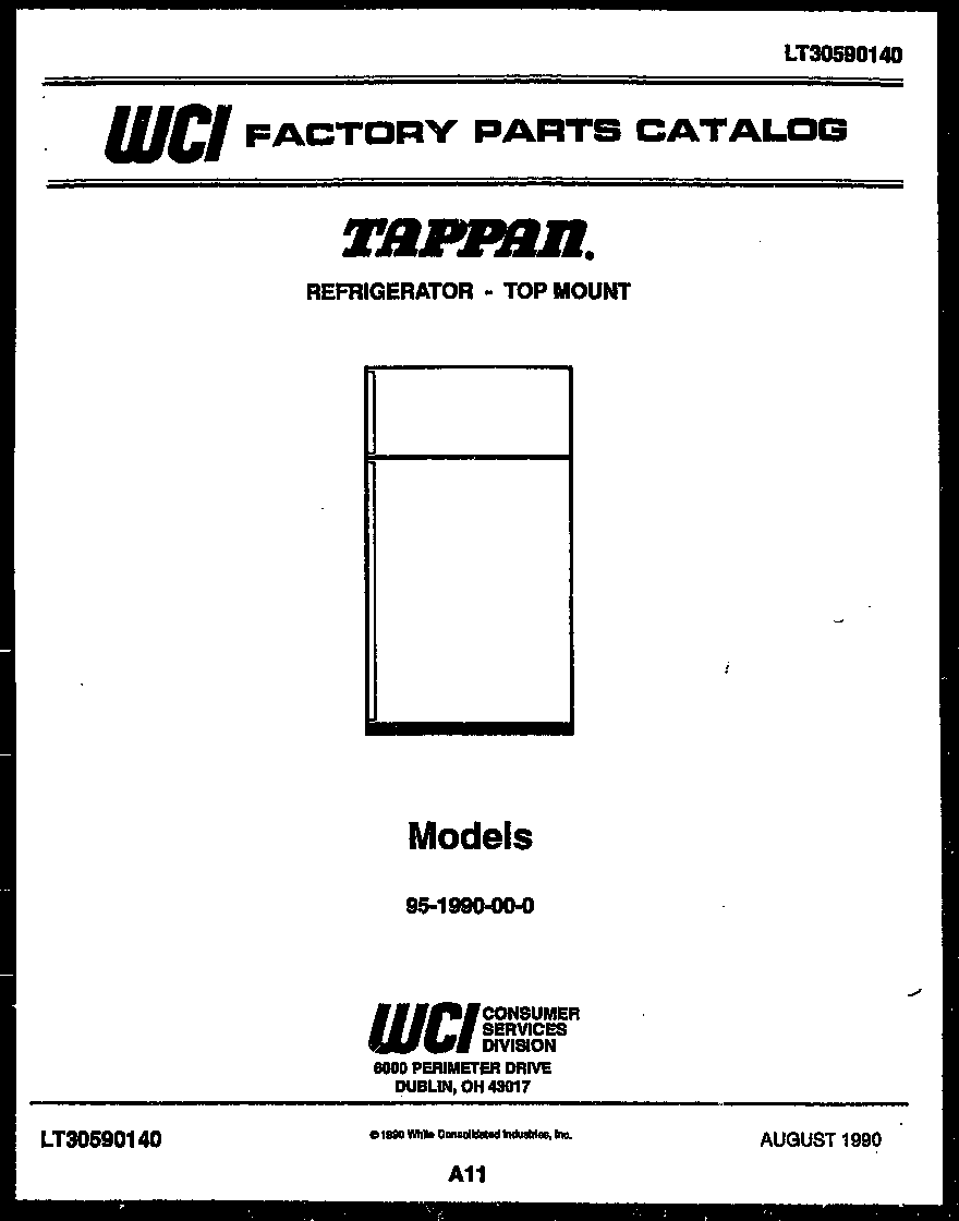 Tappan 95-1990-00-00 cover diagram