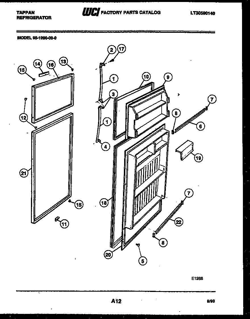 Tappan 95-1990-00-00 door parts diagram