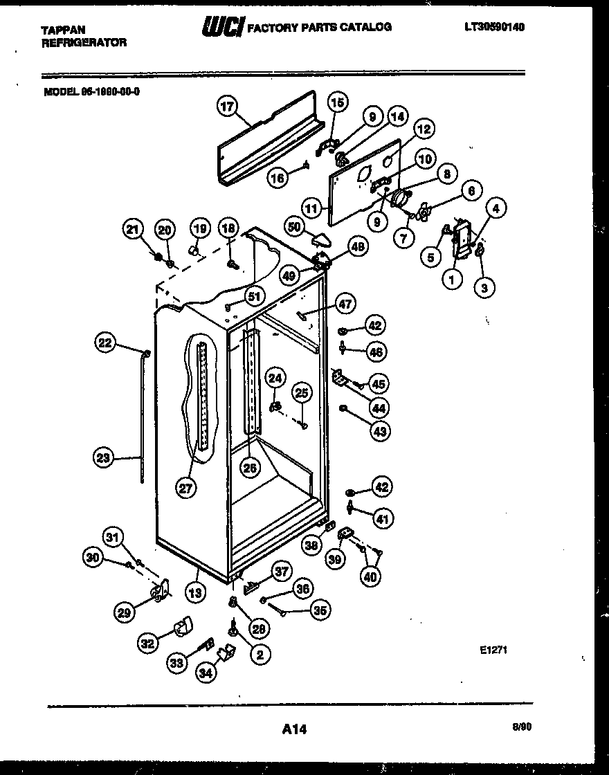 Tappan 95-1990-00-00 cabinet parts diagram