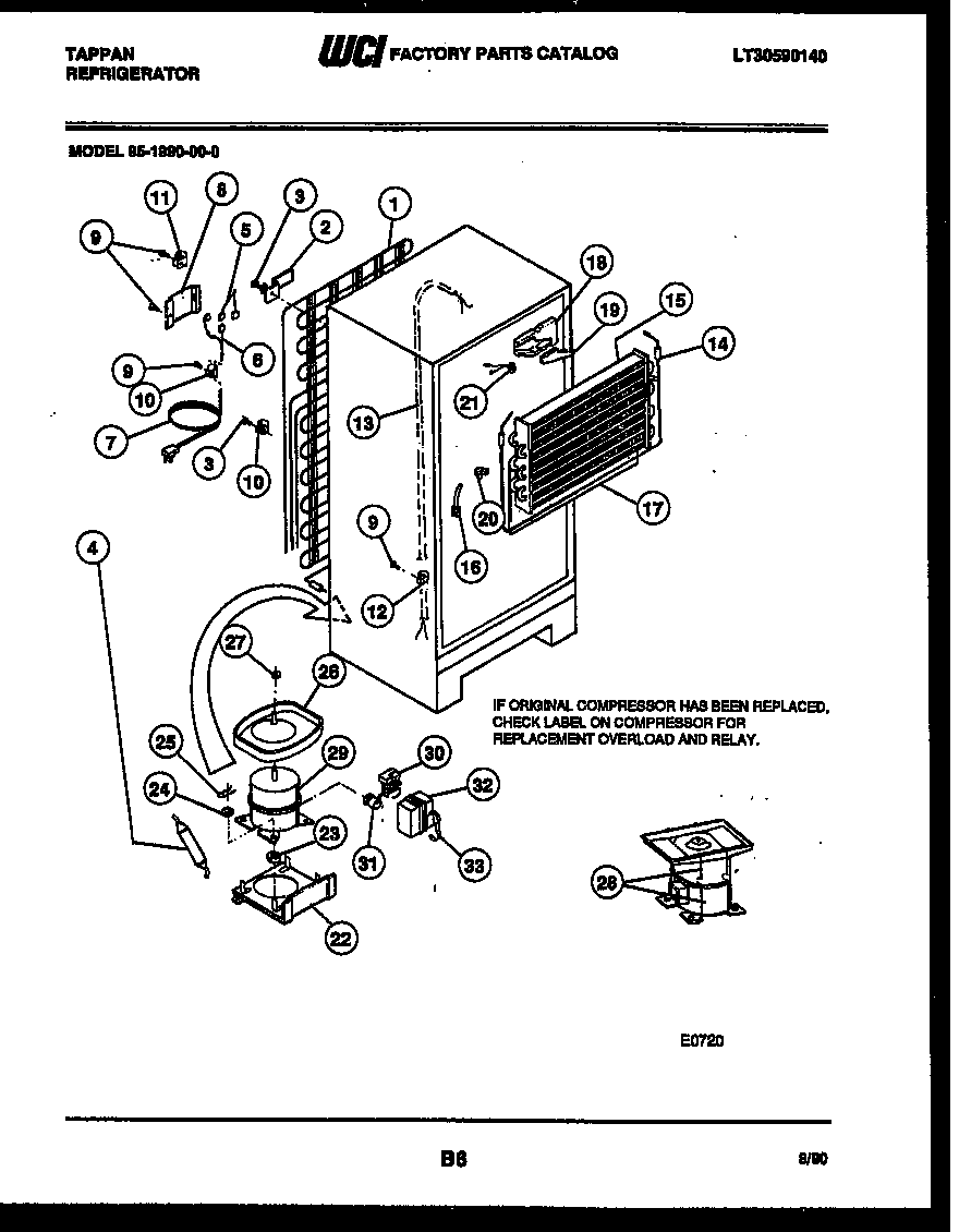 Tappan 95-1990-00-00 system and automatic defrost parts diagram