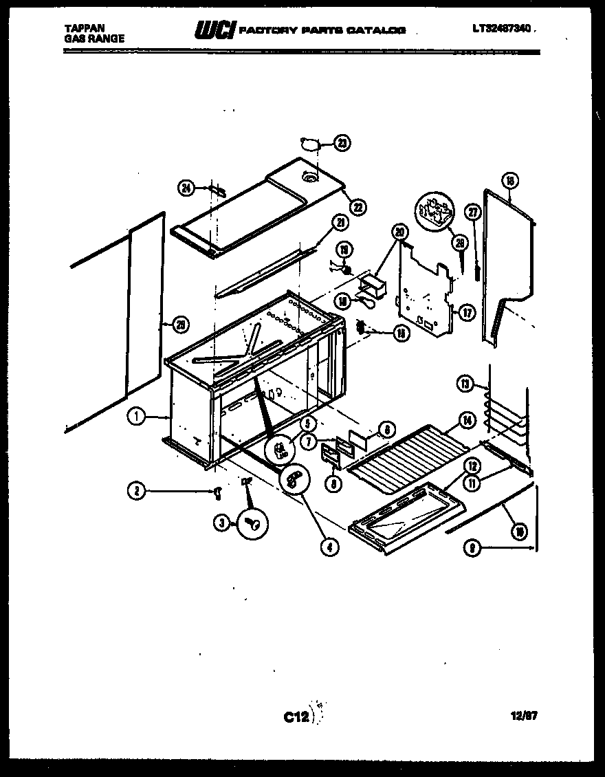 Tappan 72-7977-00-01 upper body parts diagram