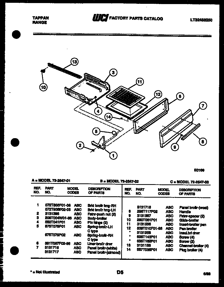 Tappan 72-2547-23-03 broiler drawer parts diagram
