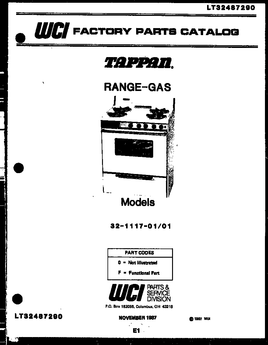 Tappan 32-1117-23-01 cover page diagram