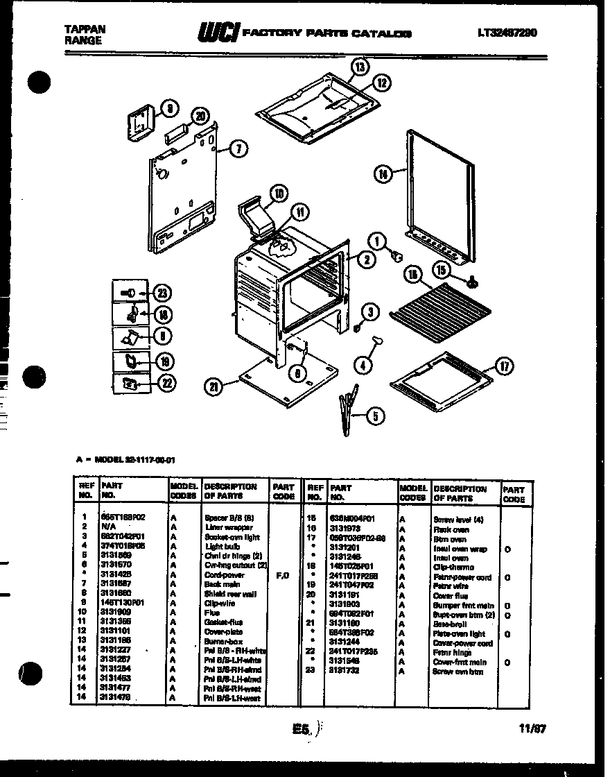 Tappan 32-1117-23-01 body parts diagram