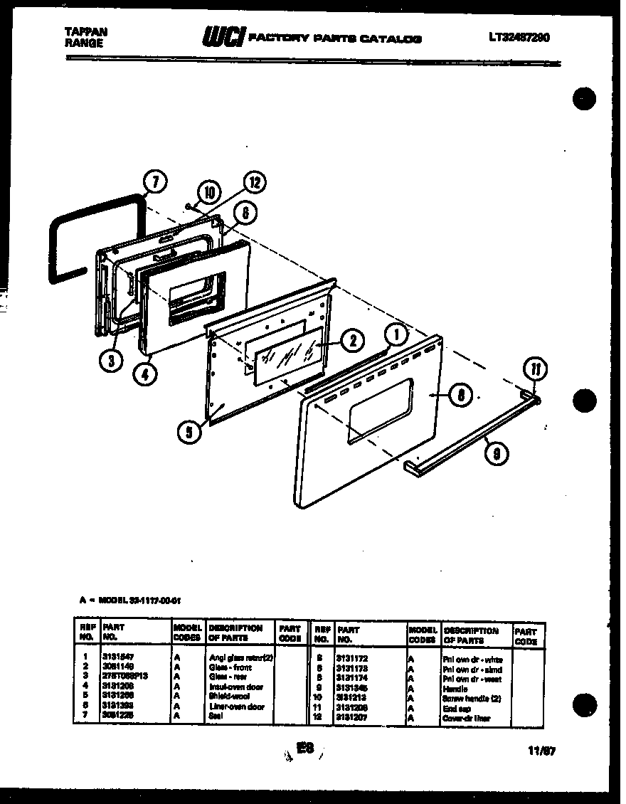 Tappan 32-1117-23-01 door parts diagram