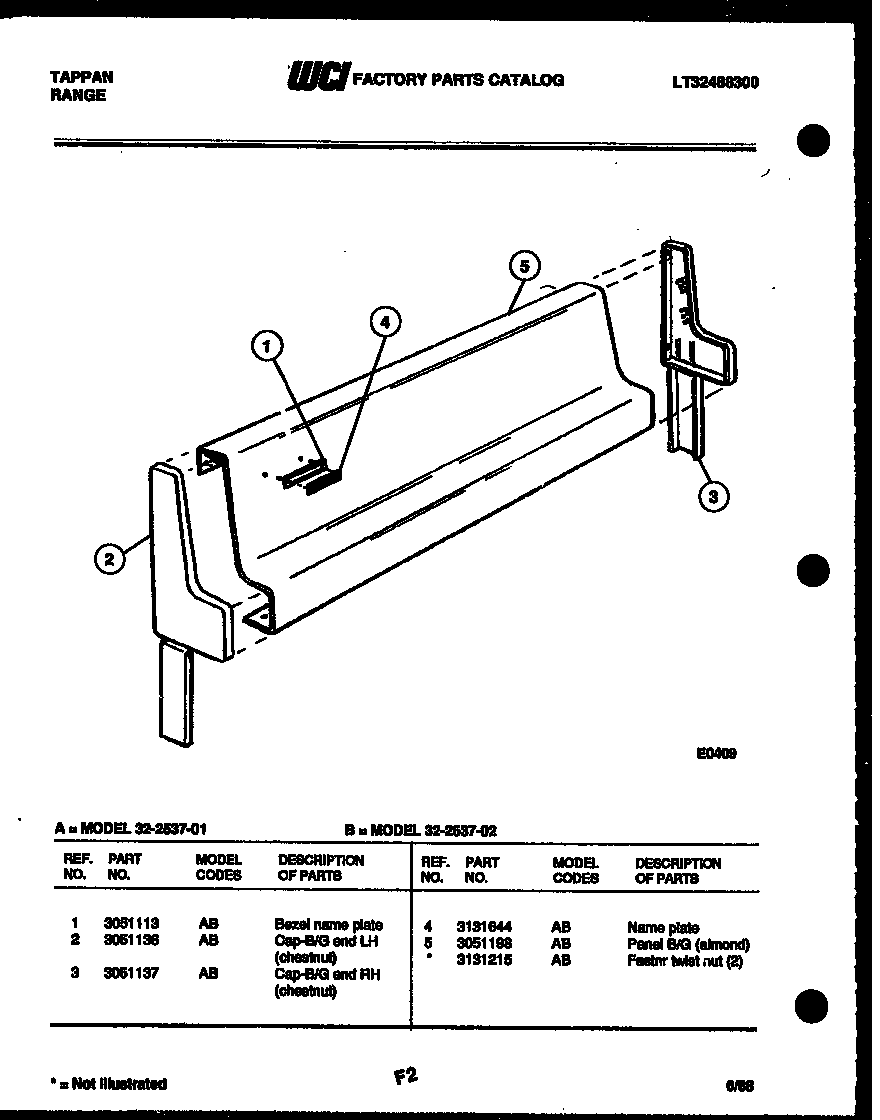 Tappan 32-2537-00-01 backguard diagram