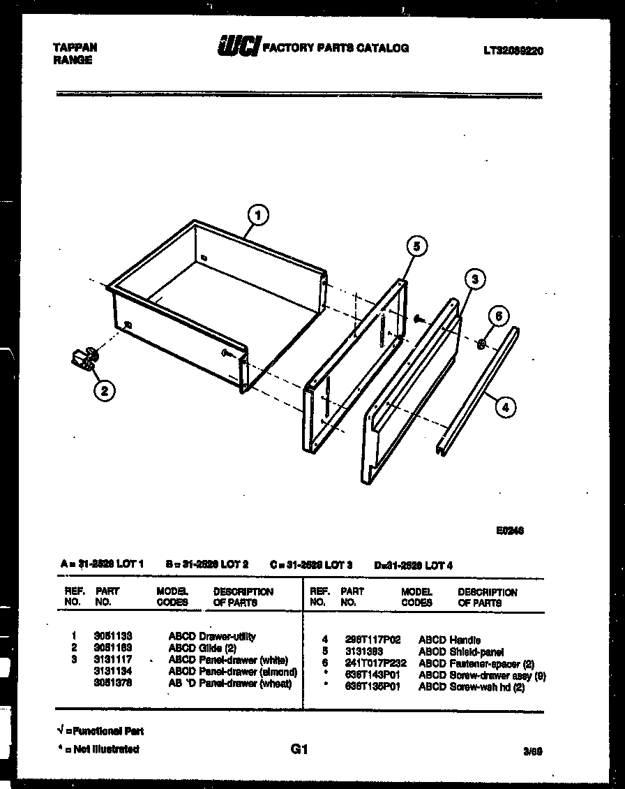 Tappan 31-2528-00-03 drawer parts diagram