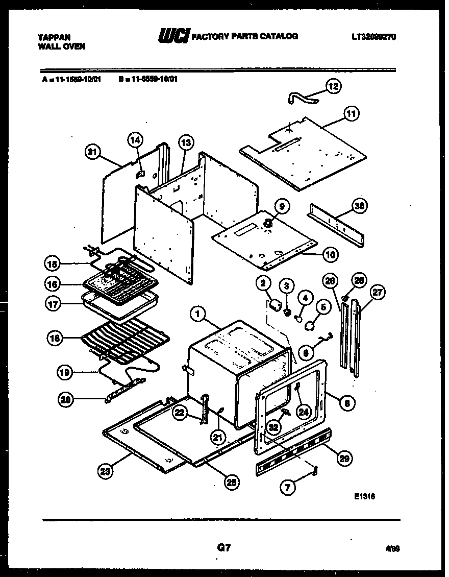 Tappan 11-6559-00-01 body parts diagram