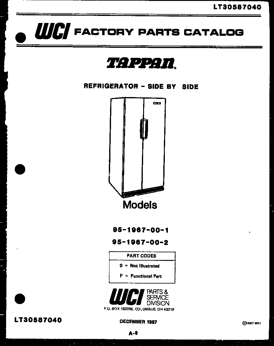 Tappan 95-1967-00-02 front cover diagram